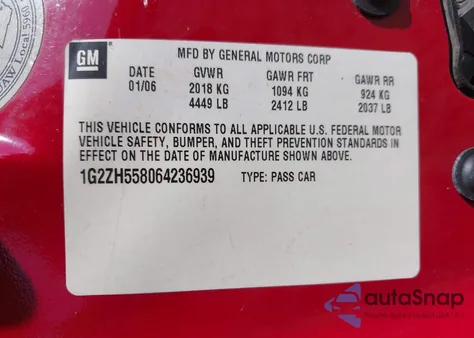 2006 Pontiac G6 Gt from USA, damaged, VIN 1G2ZH558064236939